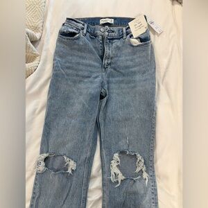 NWT Abercrombie Curve Love High Rise 90s Relaxed Straight Leg Jeans 29 Short